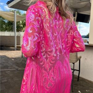 Sequin Duster Lace Duster Long Lace Cardigan